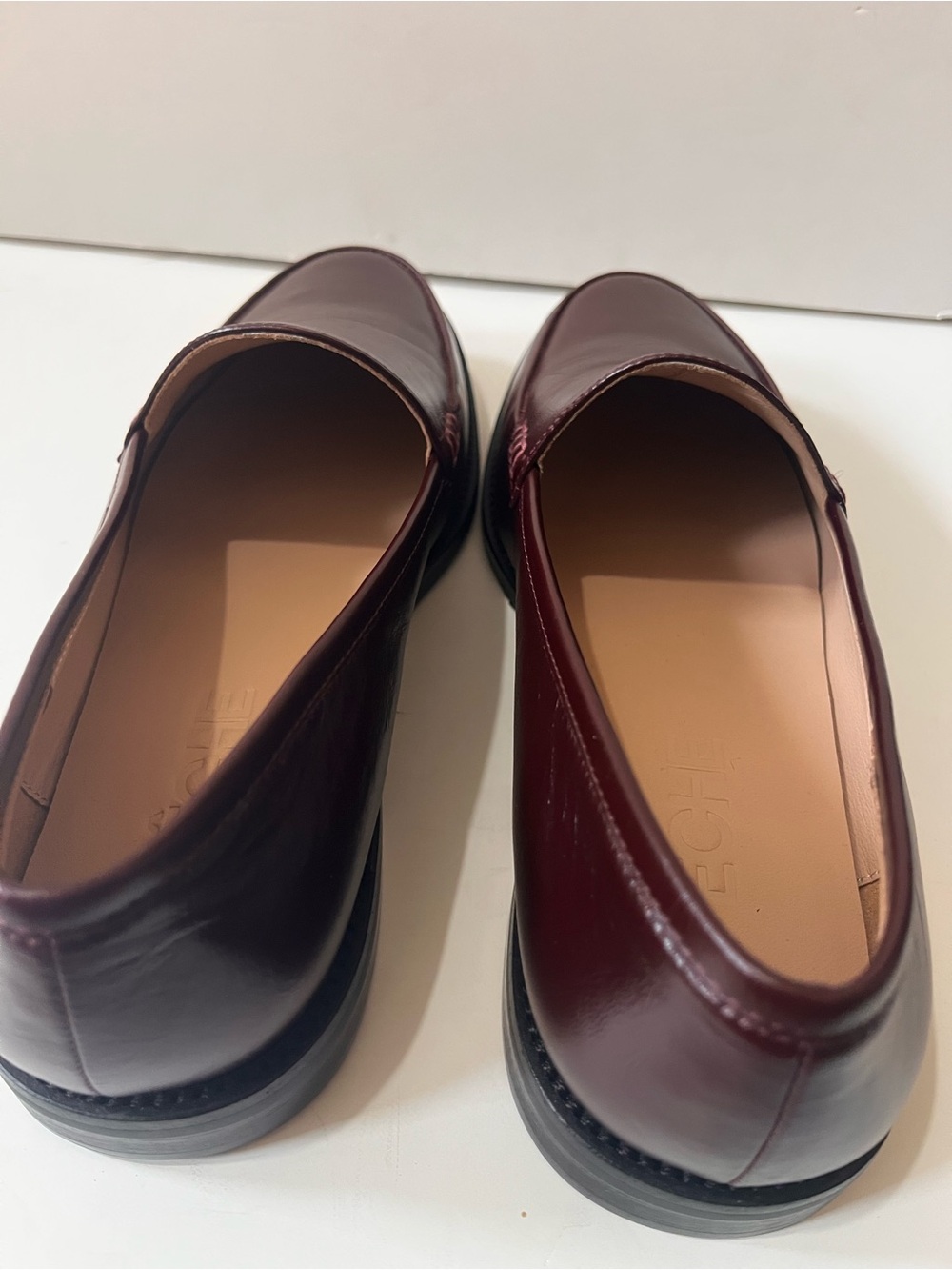 PECHE Leather Slip-On Elegant Loafers in Burgundy 38 - Picture 8 of 16
